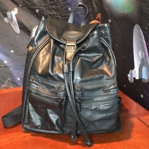 Cascade Falls Tandem black leather backpack